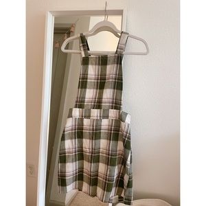 Green Plaid Skirtall Overall Dress